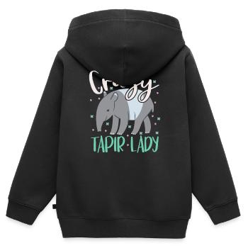Verrückte Tapir-Dame Tierpfleger Tapirrific - Kinder Premium Organic Zip Hoodie - Schwarz - Hinten - AI Model Kid Male (0cm)