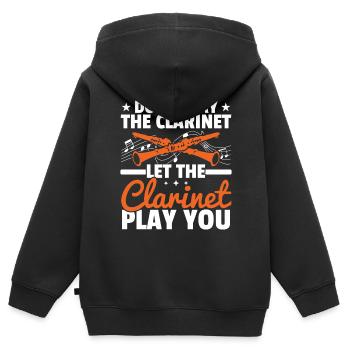 Ne jouez pas de la clarinette, mais de la clarinette - Sweat Premium à capuche zippé enfant bio - noir - Dos - AI Model Kid Male (0cm)