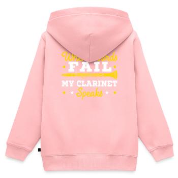 Quand les mots échouent Ma clarinette parle musicien - Sweat Premium à capuche zippé enfant bio - rose - Dos - AI Model Kid Female (0cm)
