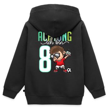 Zum 8. Geburtstag 8 Jahre Fussballer Junge Mädchen - Kinder Premium Organic Zip Hoodie - Schwarz - Hinten - AI Model Kid Male (0cm)