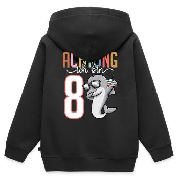 Zum 8. Geburtstag 8 Jahre Delfin Junge Mädchen - Kinder Premium Organic Zip Hoodie - Schwarz - Hinten - AI Model Kid Male (0cm)