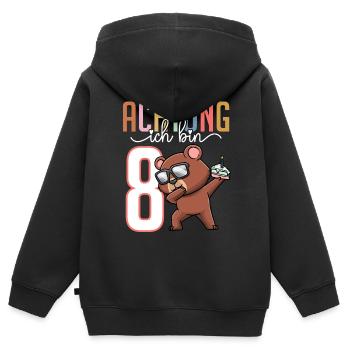 Zum 8. Geburtstag 8 Jahre Bär Junge Mädchen - Kinder Premium Organic Zip Hoodie - Schwarz - Hinten - AI Model Kid Male (0cm)