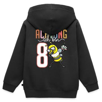 Zum 8. Geburtstag 8 Jahre Biene Junge Mädchen - Kinder Premium Organic Zip Hoodie - Schwarz - Hinten - AI Model Kid Male (0cm)
