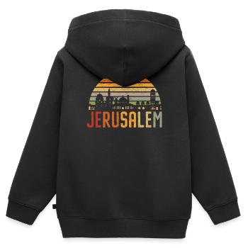 Jerusalem Jüdisches Land Israelitisches Israel - Kinder Premium Organic Zip Hoodie - Schwarz - Hinten - AI Model Kid Male (0cm)