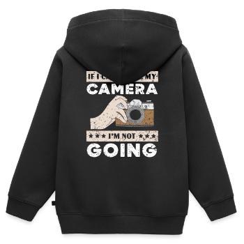 Si je ne peux pas apporter mon appareil photo, je ne vais pas cameraman - Sweat Premium à capuche zippé enfant bio - noir - Dos - AI Model Kid Male (0cm)