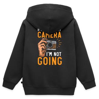 Si je ne peux pas apporter mon appareil photo, je ne vais pas cameraman - Sweat Premium à capuche zippé enfant bio - noir - Dos - AI Model Kid Male (0cm)