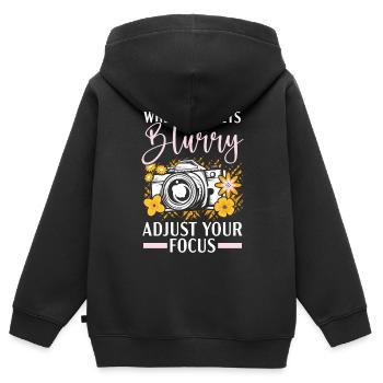 Photographie Image Résolution d’image Photographe - Sweat Premium à capuche zippé enfant bio - noir - Dos - AI Model Kid Male (0cm)