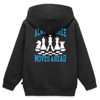 Toujours trois coups loin Joueur d’échecs Grand maître - Sweat Premium à capuche zippé enfant bio - noir - Dos - AI Model Kid Male (0cm)