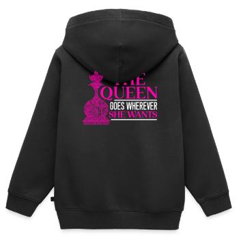 La reine va où elle veut joueur d’échecs - Sweat Premium à capuche zippé enfant bio - noir - Dos - AI Model Kid Male (0cm)