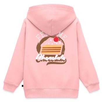 Feed Me Chocolate Cake Flavor Baker Foodie Choco - Kids Premium Organic Zip-up Hoodie - rose - Back - AI Model Kid Female (0cm)