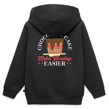 Le gâteau au chocolat facilite les lundis Choco Food - Sweat Premium à capuche zippé enfant bio - noir - Dos - AI Model Kid Male (0cm)
