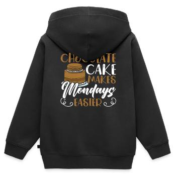 Le gâteau au chocolat facilite les lundis Choco Food - Sweat Premium à capuche zippé enfant bio - noir - Dos - AI Model Kid Male (0cm)