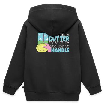 Ich muss ein Cutter sein, weil ich zu heiß bin, um damit umzugehen - Kinder Premium Organic Zip Hoodie - Schwarz - Hinten - AI Model Kid Male (0cm)
