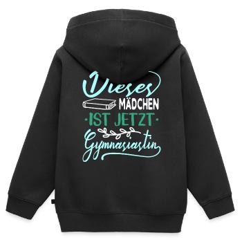 Einschulung Gymnasium Mädchen - Kinder Premium Organic Zip Hoodie - Schwarz - Hinten - AI Model Kid Male (0cm)