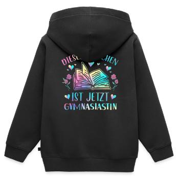 Einschulung Gymnasium Mädchen - Kinder Premium Organic Zip Hoodie - Schwarz - Hinten - AI Model Kid Male (0cm)