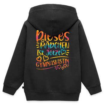 Einschulung Gymnasium Mädchen - Kinder Premium Organic Zip Hoodie - Schwarz - Hinten - AI Model Kid Male (0cm)
