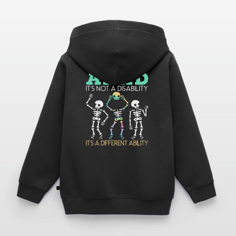 ADHD It's A Different Ability Nerodiversity Kids Premium Organic Zip-up Hoodie