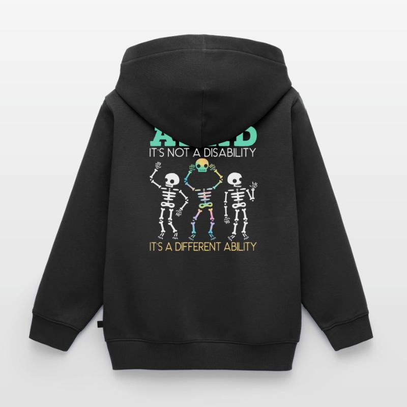 ADHD It's A Different Ability Nerodiversity Kids Premium Organic Zip-up Hoodie