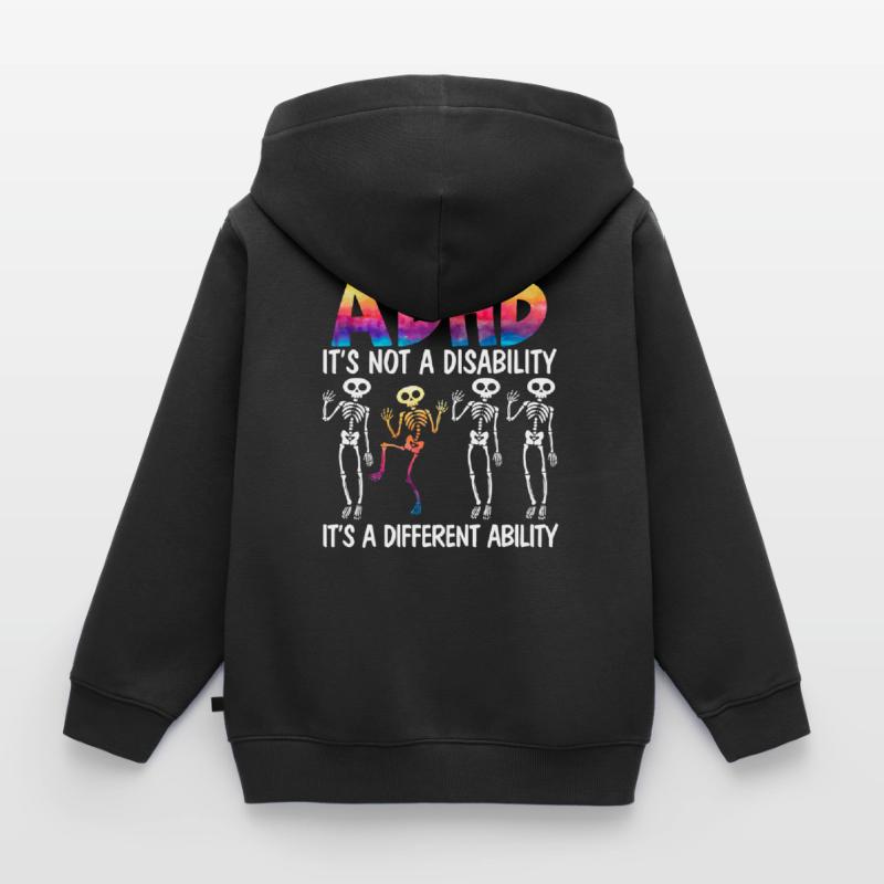 ADHD It's A Different Ability Nerodiversity Kids Premium Organic Zip-up Hoodie