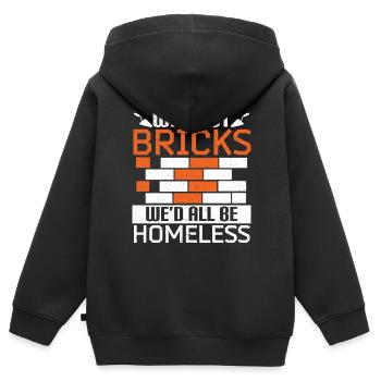 Sans briques, nous serions tous des maçons sans abri - Sweat Premium à capuche zippé enfant bio - noir - Dos - AI Model Kid Male (0cm)