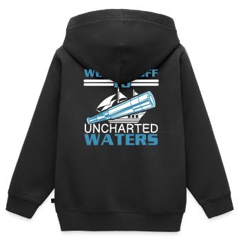 Nous nous dirigeons vers des eaux inexplorées - Sweat Premium à capuche zippé enfant bio - noir - Dos - AI Model Kid Male (0cm)