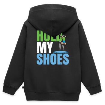 Halt meine Schuhe Trampolin Trampolin Trampolinspr - Kinder Premium Organic Zip Hoodie - Schwarz - Hinten - AI Model Kid Male (0cm)
