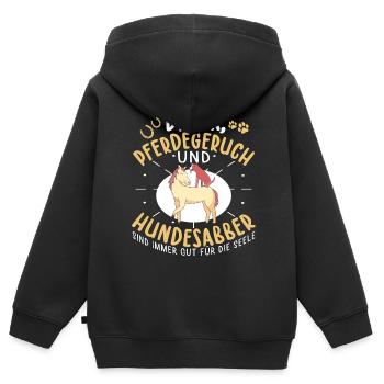 Dreck Pferdegeruch Und Hundesabber Pferd - Kinder Premium Organic Zip Hoodie - Schwarz - Hinten - AI Model Kid Male (0cm)