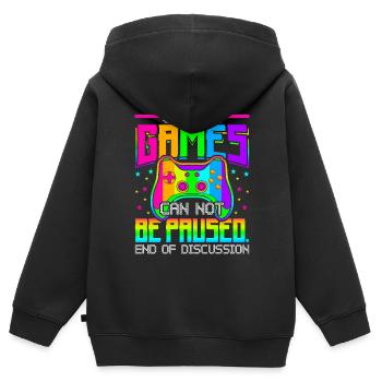Online-spiele Können Nicht Pausiert Werden Gaming - Kinder Premium Organic Zip Hoodie - Schwarz - Hinten - AI Model Kid Male (0cm)