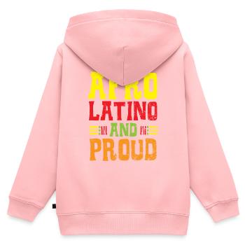 Afro Latino et fier Mois de l’histoire des Noirs - Sweat Premium à capuche zippé enfant bio - rose - Dos - AI Model Kid Female (0cm)