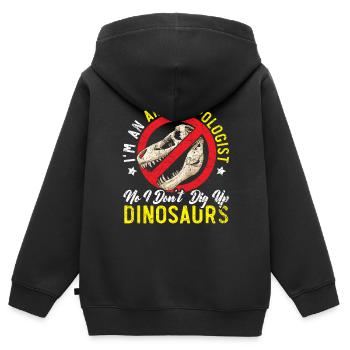 Ich bin ein Anthropologe Dinosaurier Anthropologie - Kinder Premium Organic Zip Hoodie - Schwarz - Hinten - AI Model Kid Male (0cm)