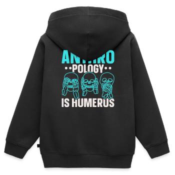 Anthropologie ist Humerus Wissenschaft Anthropolog - Kinder Premium Organic Zip Hoodie - Schwarz - Hinten - AI Model Kid Male (0cm)