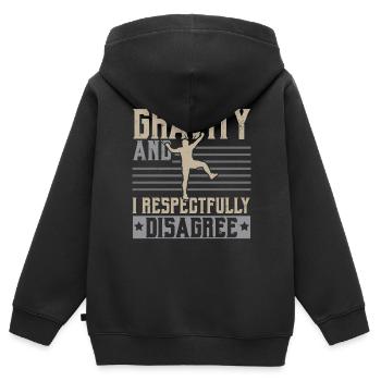 Gravity and I don't agree Boul - Kids Premium Organic Zip-up Hoodie - black - Back - AI Model Kid Male (0cm)