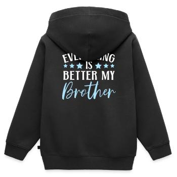 Tout va mieux avec ma fraternité - Sweat Premium à capuche zippé enfant bio - noir - Dos - AI Model Kid Male (0cm)
