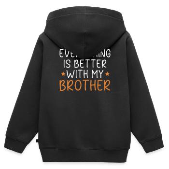 Tout va mieux avec ma fraternité - Sweat Premium à capuche zippé enfant bio - noir - Dos - AI Model Kid Male (0cm)