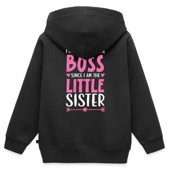 Ich werde der sein, da ich die kleine Schwester bin - Kinder Premium Organic Zip Hoodie - Schwarz - Hinten - AI Model Kid Male (0cm)