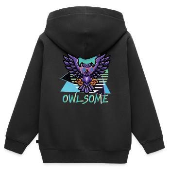 Eulenartiger Eulenliebhaber Nachtaktiver Vogel Eulenflüsterer - Kinder Premium Organic Zip Hoodie - Schwarz - Hinten - AI Model Kid Male (0cm)