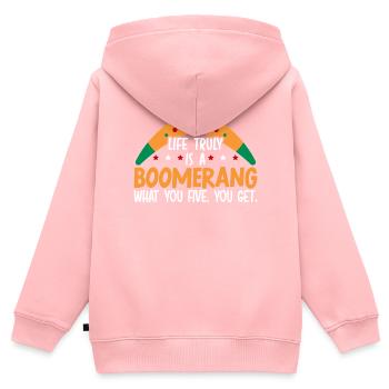 Boomerang Lover Throw Sport Aboriginal Australier - Kinder Premium Organic Zip Hoodie - Rosa - Hinten - AI Model Kid Female (0cm)