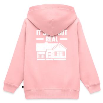 Es hat gerade echte Hausbesitzer Einweihungsparty bekommen - Kinder Premium Organic Zip Hoodie - Rosa - Hinten - AI Model Kid Female (0cm)