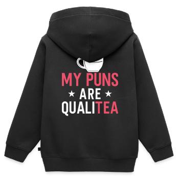 Buveur de thé Amateur de thé Cadeau Thé - Sweat Premium à capuche zippé enfant bio - noir - Dos - AI Model Kid Male (0cm)