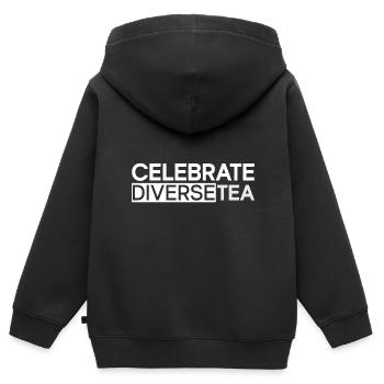 Buveur de thé Amateur de thé Cadeau Thé - Sweat Premium à capuche zippé enfant bio - noir - Dos - AI Model Kid Male (0cm)