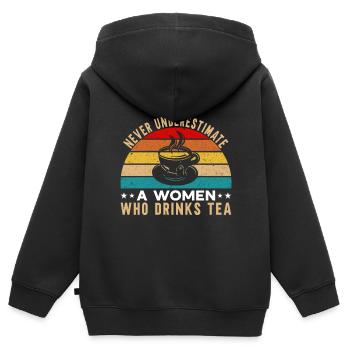 Buveur de thé Amateur de thé Cadeau Thé - Sweat Premium à capuche zippé enfant bio - noir - Dos - AI Model Kid Male (0cm)