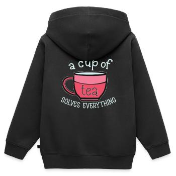 Buveur de thé Amateur de thé Cadeau Thé - Sweat Premium à capuche zippé enfant bio - noir - Dos - AI Model Kid Male (0cm)