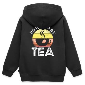 Buveur de thé Amateur de thé Cadeau Thé - Sweat Premium à capuche zippé enfant bio - noir - Dos - AI Model Kid Male (0cm)