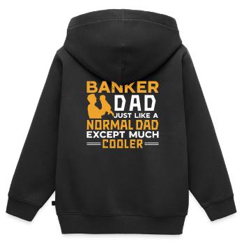 Banquier Banque Argent Banquier - Sweat Premium à capuche zippé enfant bio - noir - Dos - AI Model Kid Male (0cm)