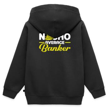 Banquier Banque Argent Banquier - Sweat Premium à capuche zippé enfant bio - noir - Dos - AI Model Kid Male (0cm)