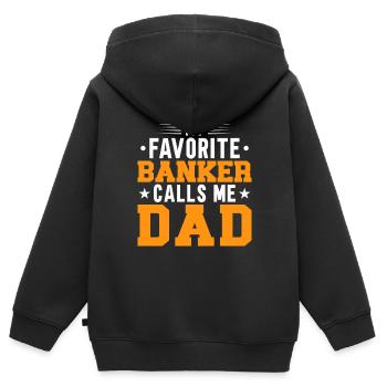 Banquier Banque Argent Banquier - Sweat Premium à capuche zippé enfant bio - noir - Dos - AI Model Kid Male (0cm)