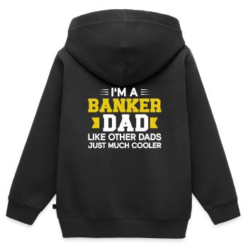 Banquier Banque Argent Banquier - Sweat Premium à capuche zippé enfant bio - noir - Dos - AI Model Kid Male (0cm)