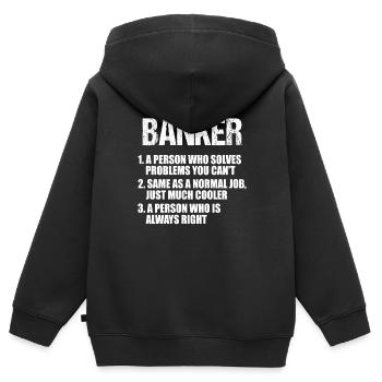 Banquier Banque Argent Banquier - Sweat Premium à capuche zippé enfant bio - noir - Dos - AI Model Kid Male (0cm)
