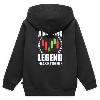 Banquier Banque Argent Banquier - Sweat Premium à capuche zippé enfant bio - noir - Dos - AI Model Kid Male (0cm)