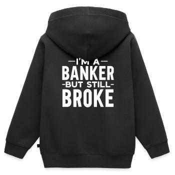 Banquier Banque Argent Banquier - Sweat Premium à capuche zippé enfant bio - noir - Dos - AI Model Kid Male (0cm)